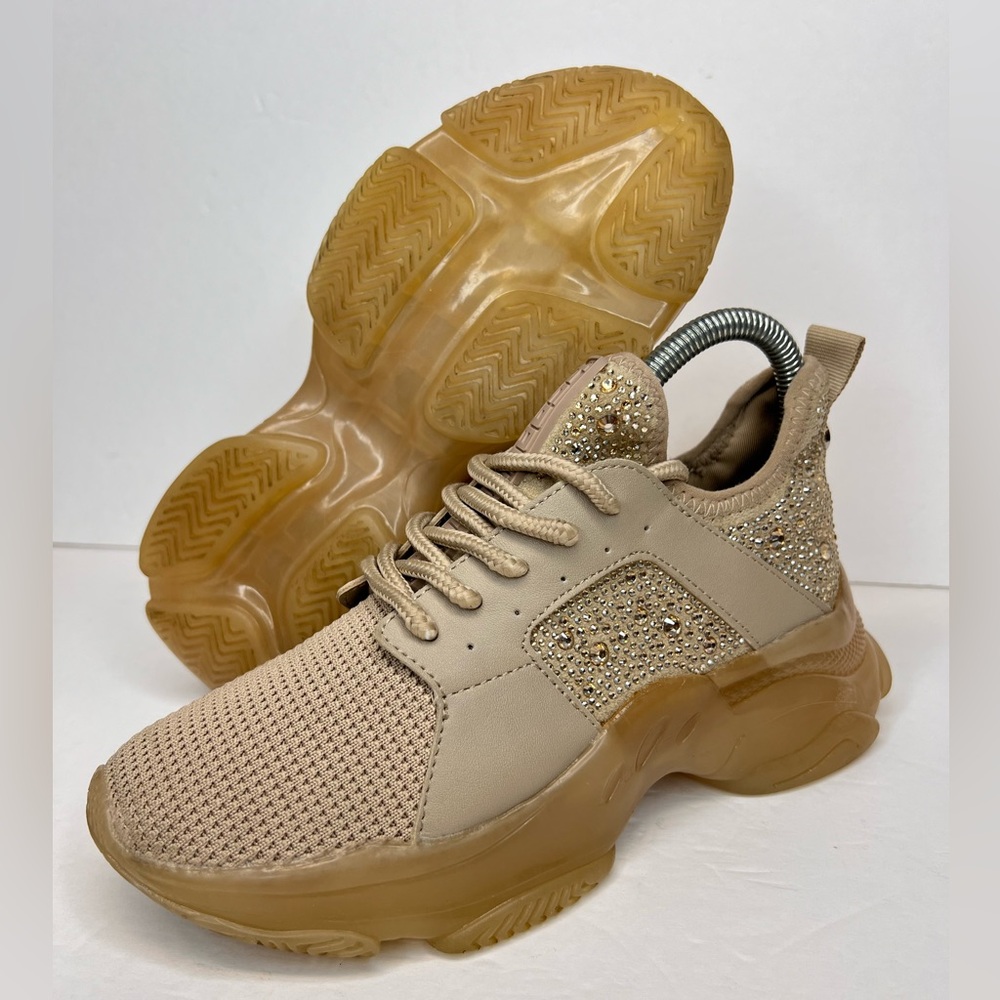 Steve Madden Womens Ganzo Chunky Sole Sneakers Fashion Comfort Blush Beige 6.5M